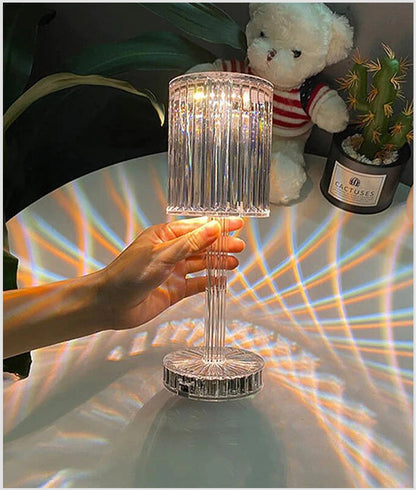 Acrylic Diamond Crystal Rechargeable Table Lamp Beautiful Ambiance Light For Dinning Table, Bedroom & Party Night