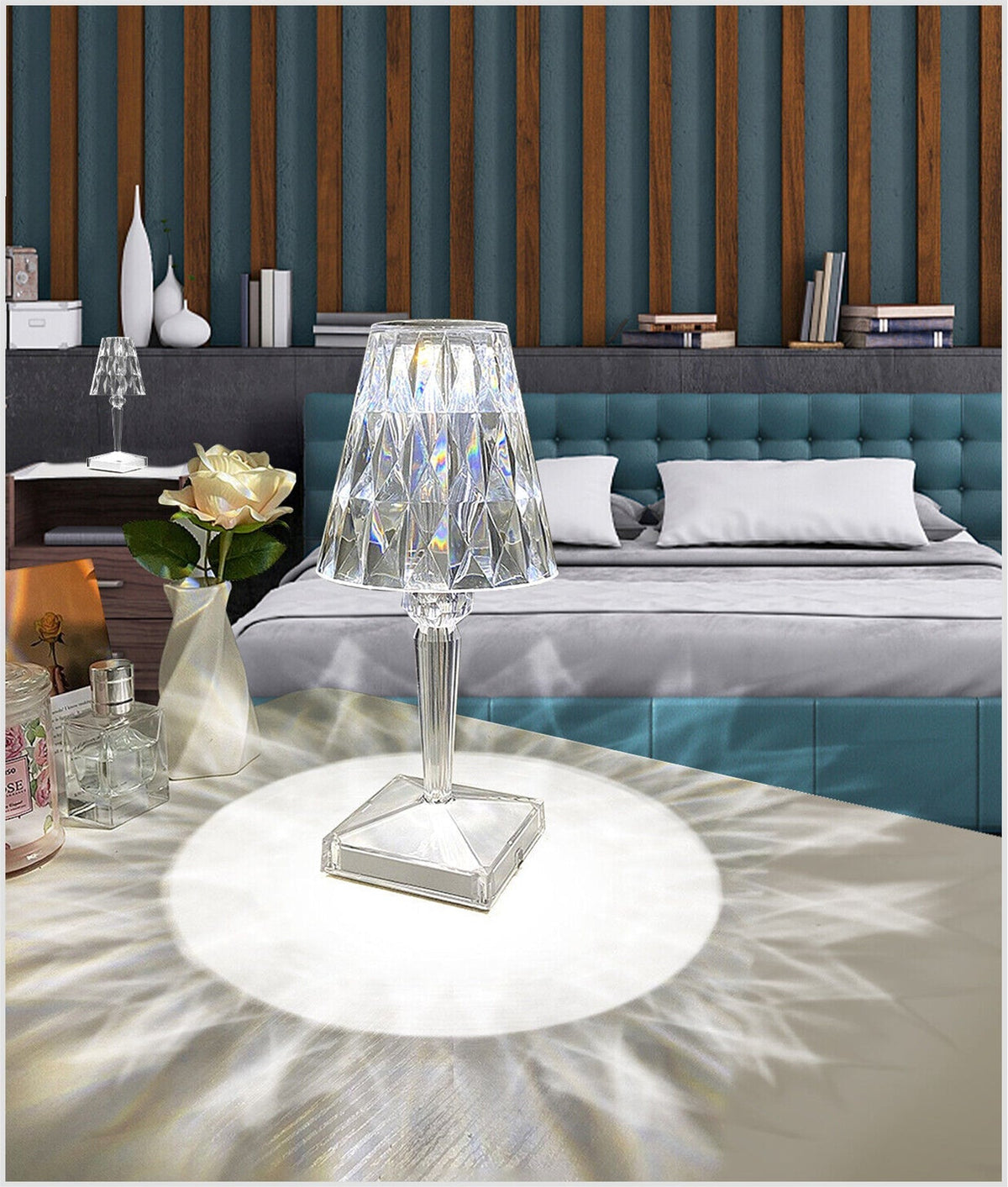Buy 1 Get 1 Free Rechargeable Acrylic Diamond Nightstand Lamp Cordless , 3-Way Dimmable Color, Touch Control & Elegant Lamp Shade - BUY 1 GET 1 ONE