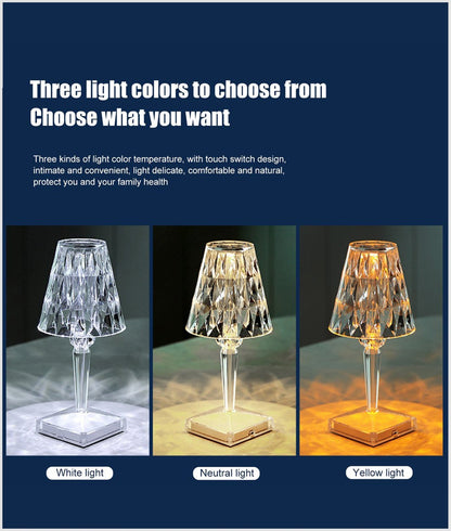 Buy 1 Get 1 Free Rechargeable Acrylic Diamond Nightstand Lamp Cordless , 3-Way Dimmable Color, Touch Control & Elegant Lamp Shade - BUY 1 GET 1 ONE