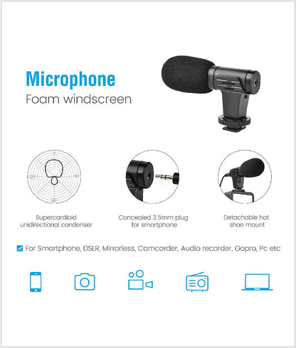 Video Making Kits Shooting Photography Suit with Microphone LED Fill Light Mini Tripod