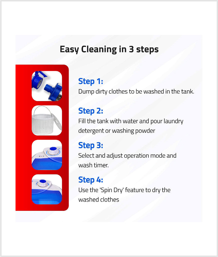 Portable Mini Washing & Dryer Machine With Extra Capacity Bucket For Kids, Undergarments & Small Clothes.