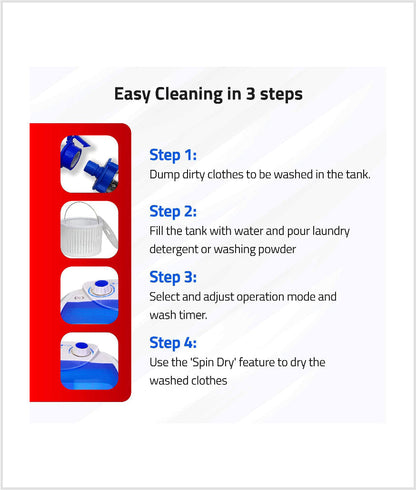 Portable Mini Washing & Dryer Machine With Extra Capacity Bucket For Kids, Undergarments & Small Clothes.