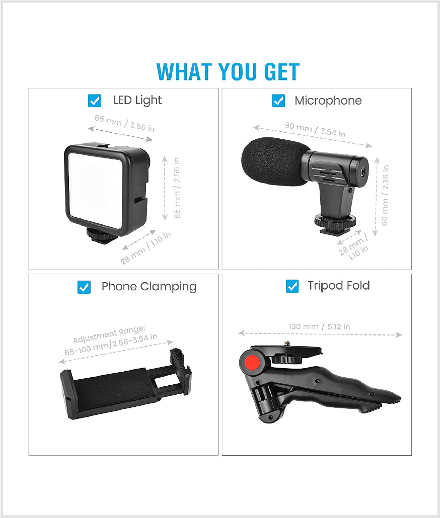 Video Making Kits Shooting Photography Suit with Microphone LED Fill Light Mini Tripod