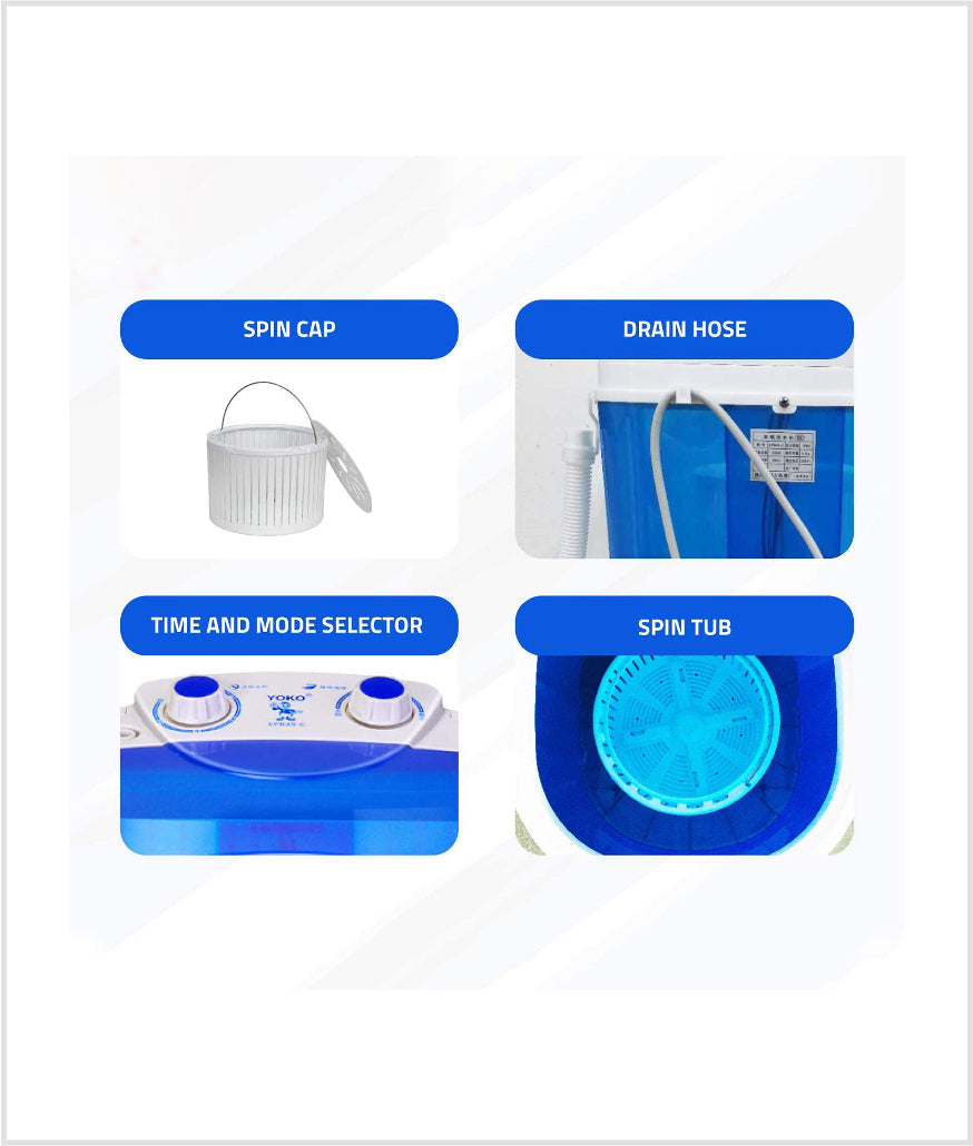 Portable Mini Washing & Dryer Machine With Extra Capacity Bucket For Kids, Undergarments & Small Clothes.