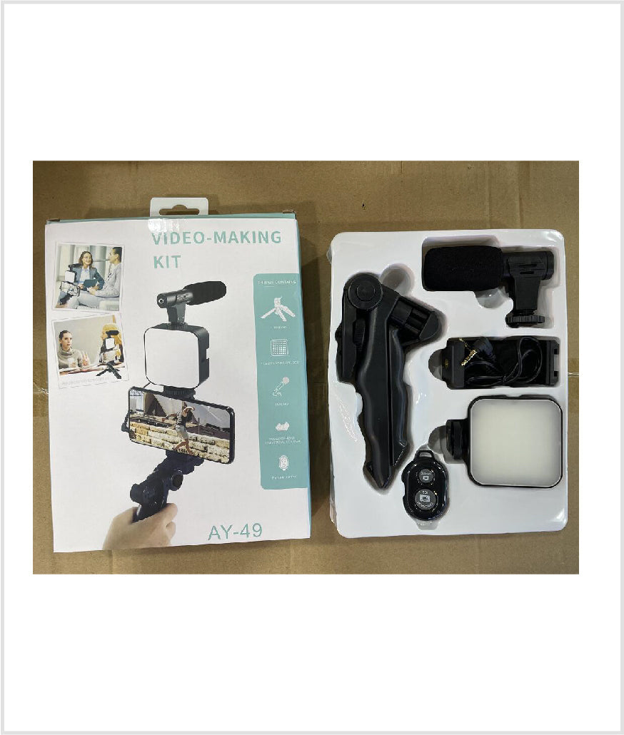 Video Making Kits Shooting Photography Suit with Microphone LED Fill Light Mini Tripod